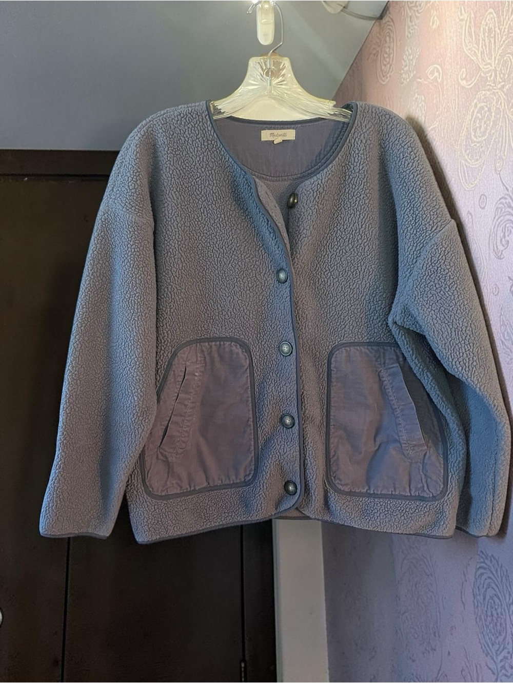 Madewell ReSourced Fleece Shacket M Oversized Cozy Fall Jacket‎ Blue